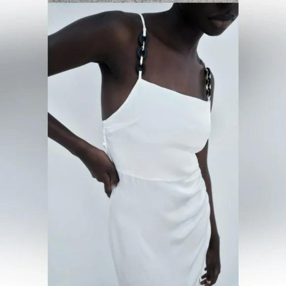 ZARA CHAIN STRAP SATIN EFFECT DRESS - Picture 4 of 4